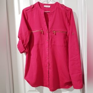 Hot pink Calvin Klein button up blouse